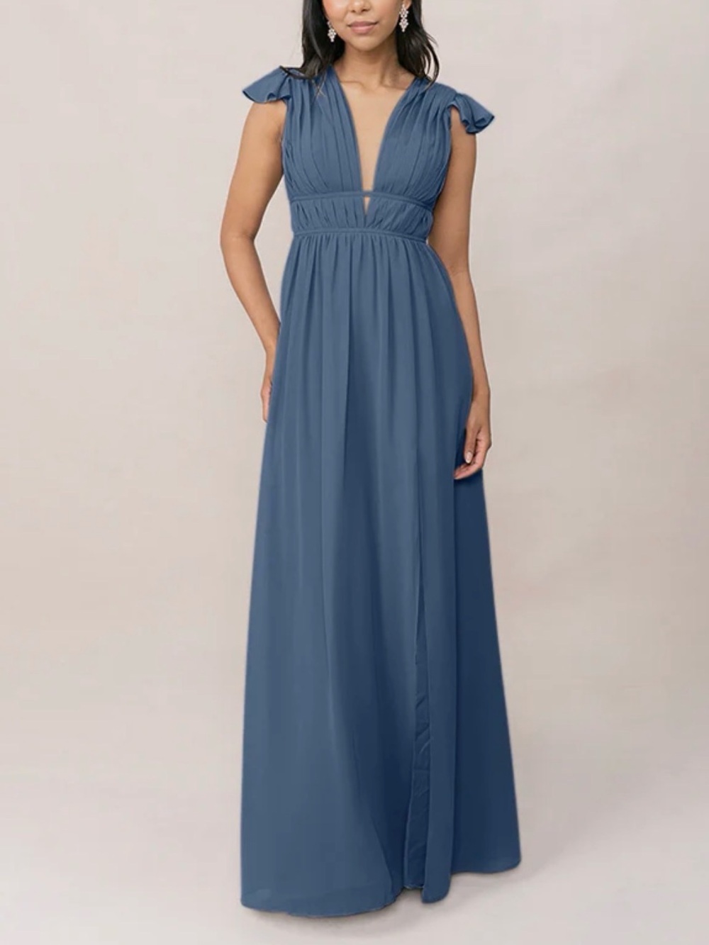Revelry Cora Chiffon Maxi Bridesmaid/Prom Dress - Dusty Blue